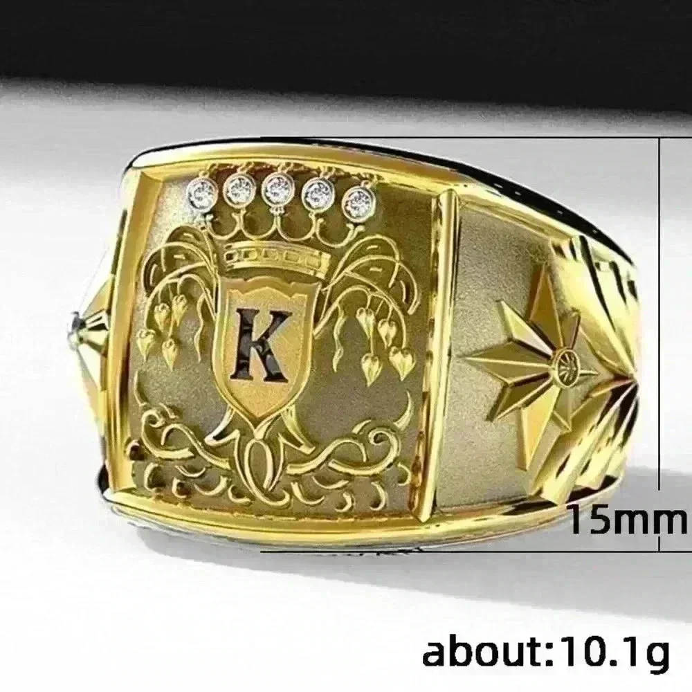 Unique Retro K for King Flip Cover Wide Vintage Punk Ring for Men, GPMB…
